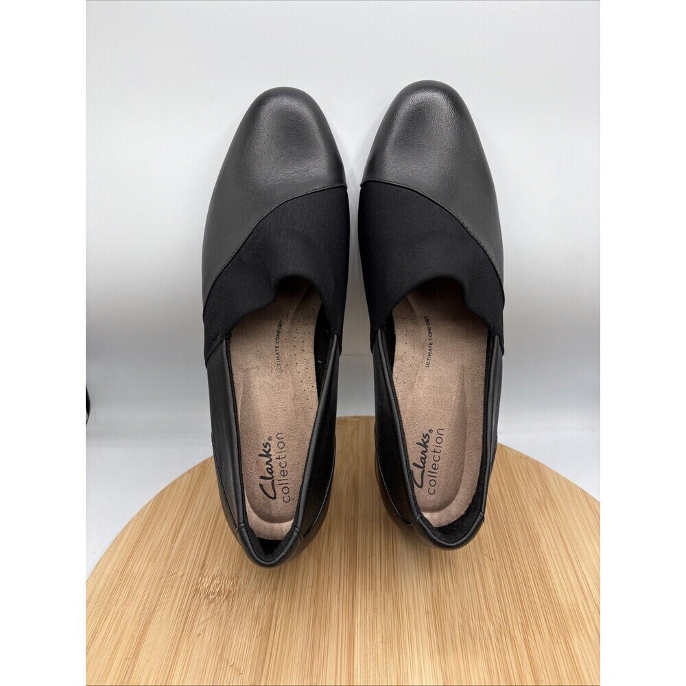 Clarks Juliet Gem Leather Slip On Shoes Black Women Size 10W Comfort Flat - Picture 7 of 10
